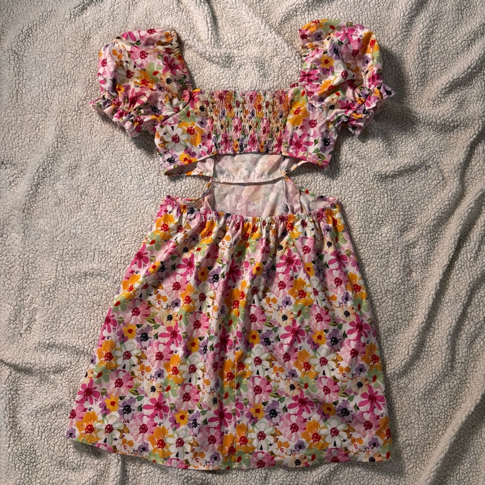 Floral open back Dress - Pink, Yellow, Red, Purple